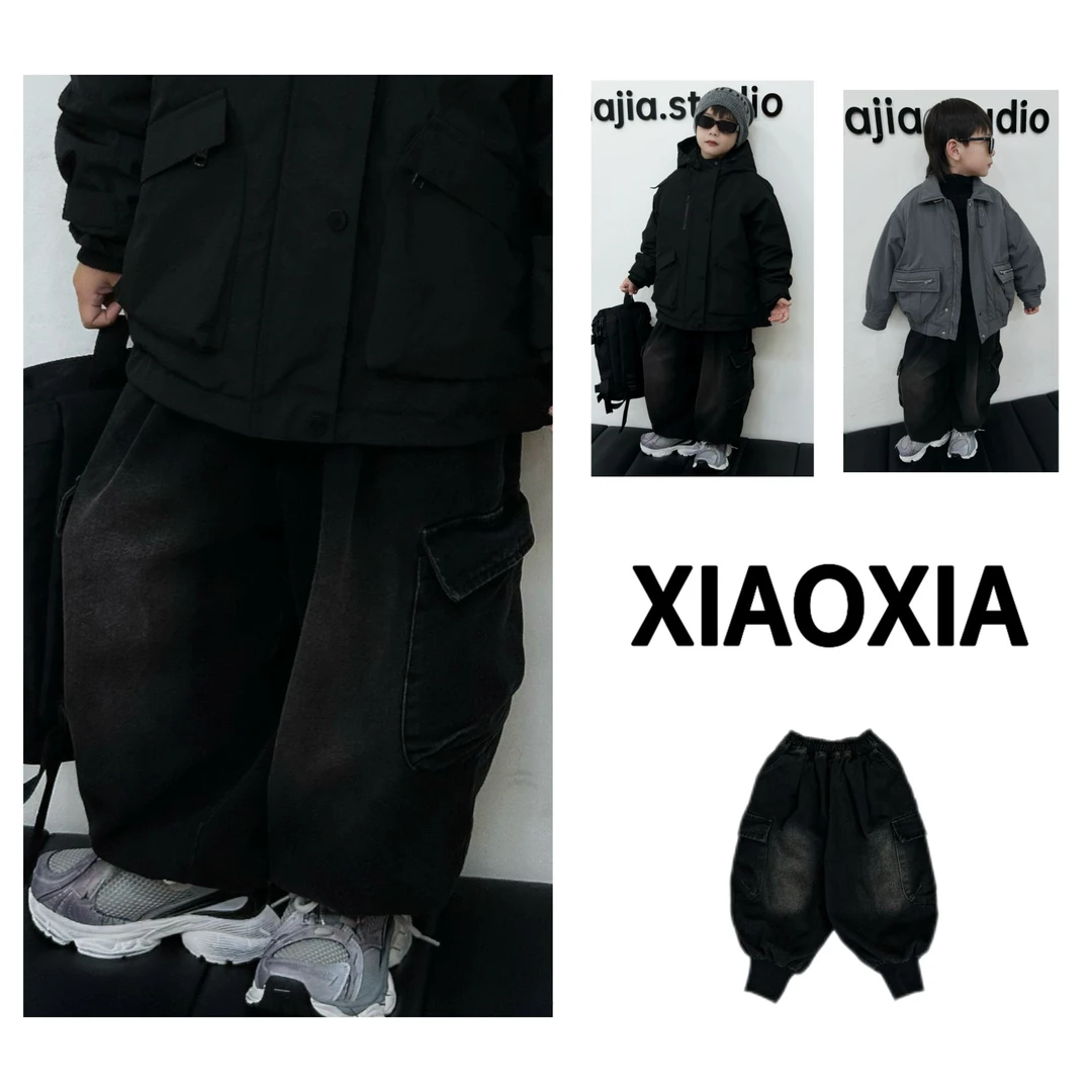 XXJ 5054 返场冬季小神裤  双口袋罗纹收口加绒牛仔裤
