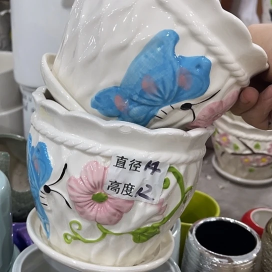 多肉绿植陶瓷花盆9.9包邮，有孔