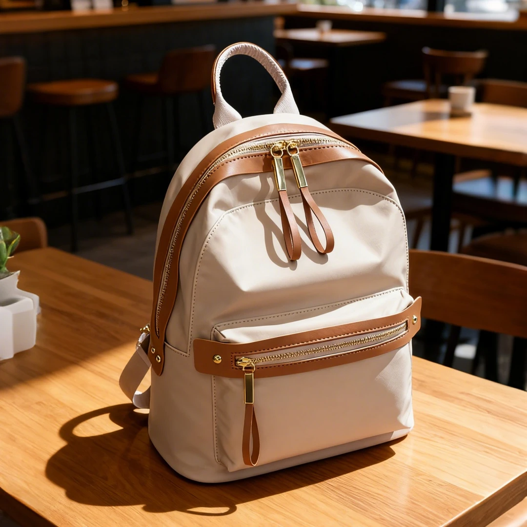 商务双肩包女新款潮大学生简约时尚大容量休闲轻便牛津布旅行背包