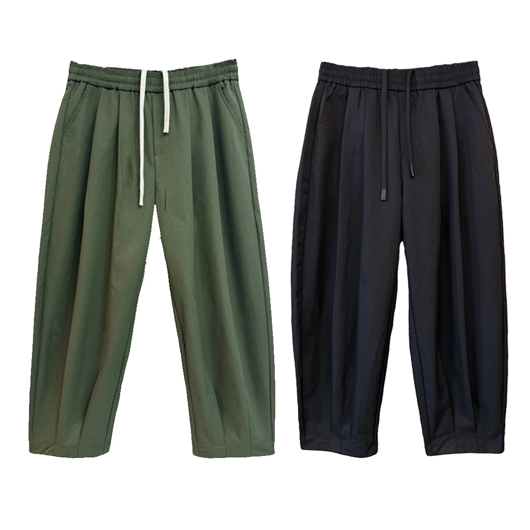 【Simple】2025早秋莱赛尔压褶松紧日系百搭通勤哈伦宽松萝卜裤