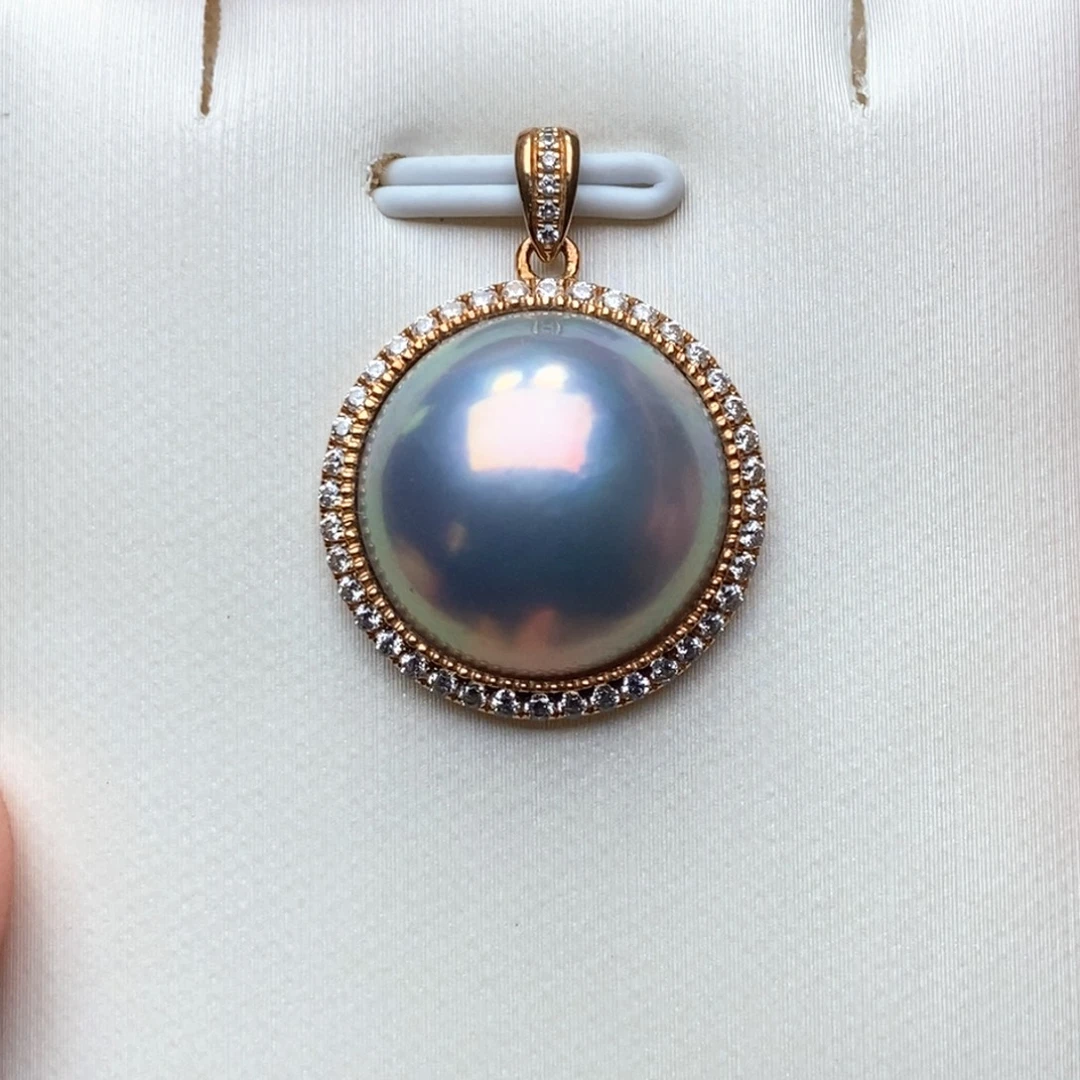 ༺***༻拼合珍珠（马贝珠）颈饰18K金镶嵌