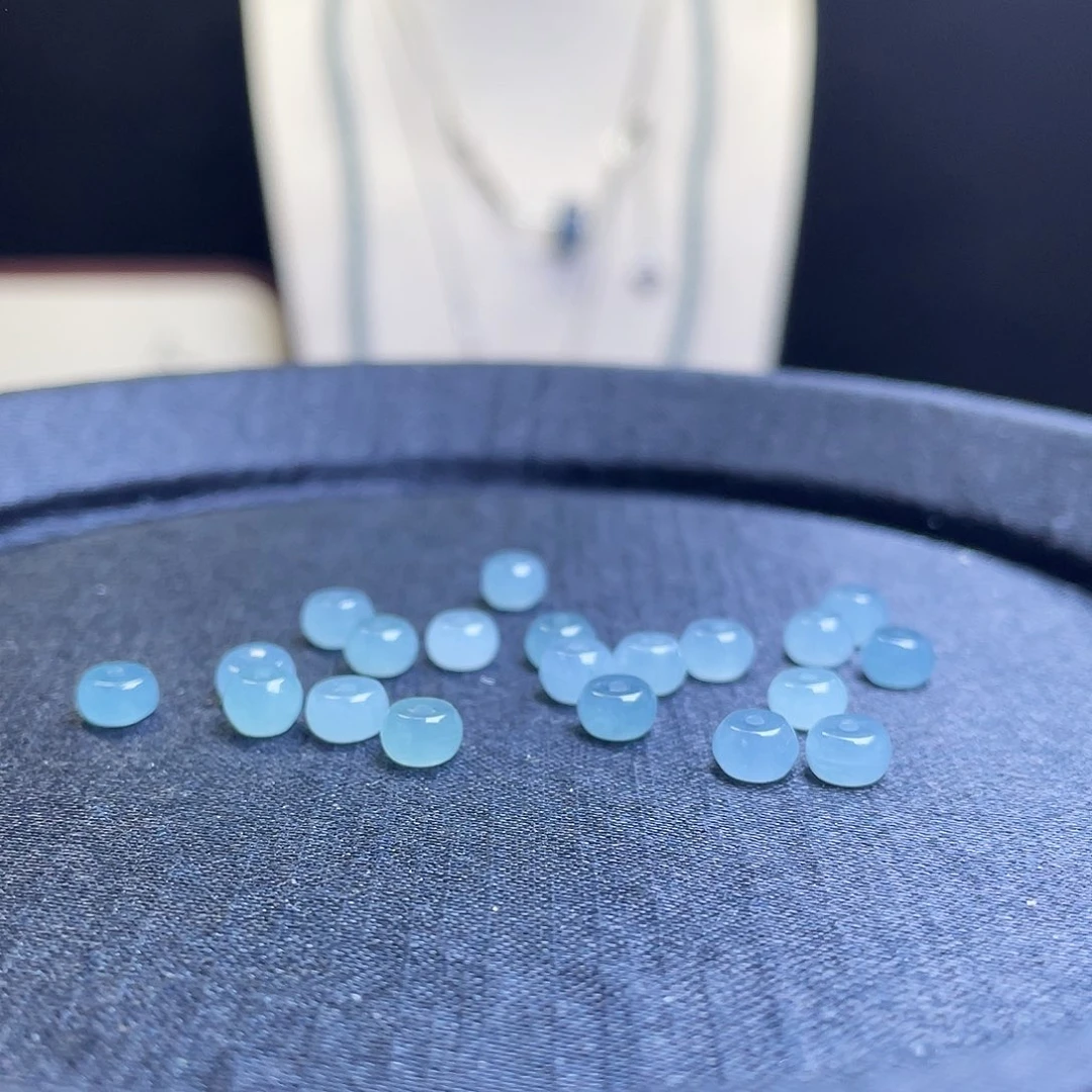 翡翠散珠天然A货翡翠卡5.5鼓珠20颗