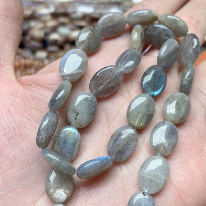 玛瑙/玉髓合金珠宝半成品一条10x14mm灰月光