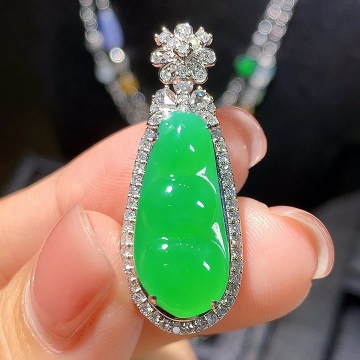 翡翠18K金镶嵌吊坠(不含链)