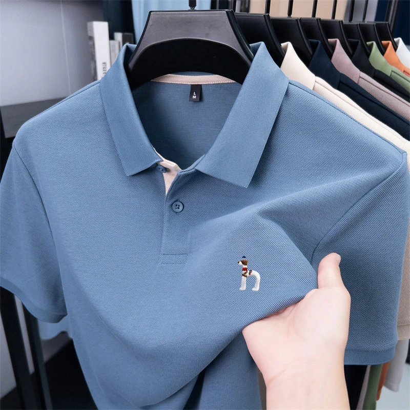 奥特莱斯撤柜 专柜正品2025年夏季新款男士桑蚕丝短袖翻领polo衫