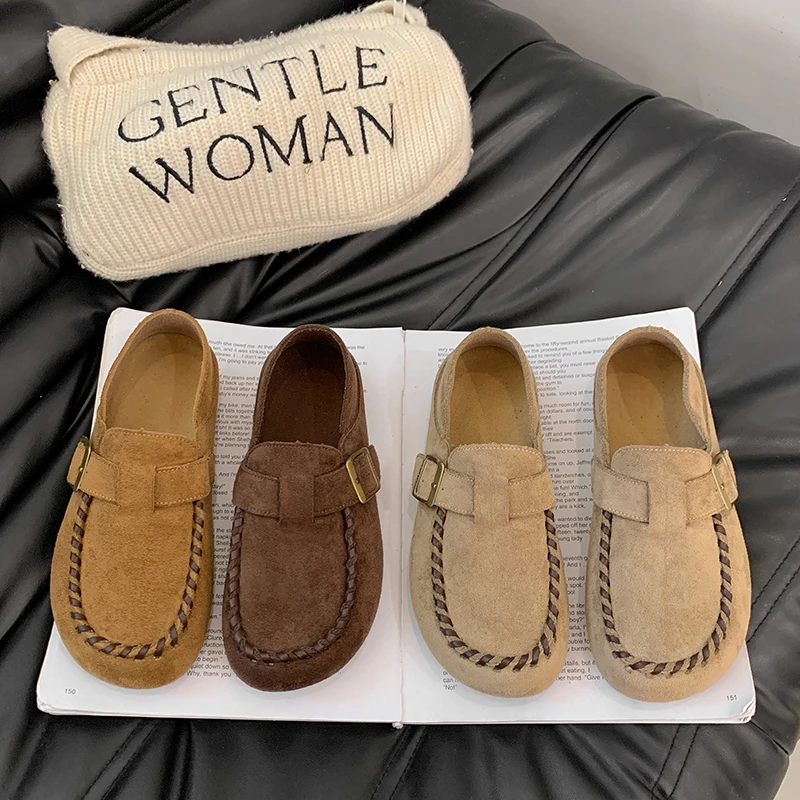 秋季复古港风一脚蹬豆豆鞋乐福鞋舒适鞋子厚底内增高透气勃肯鞋