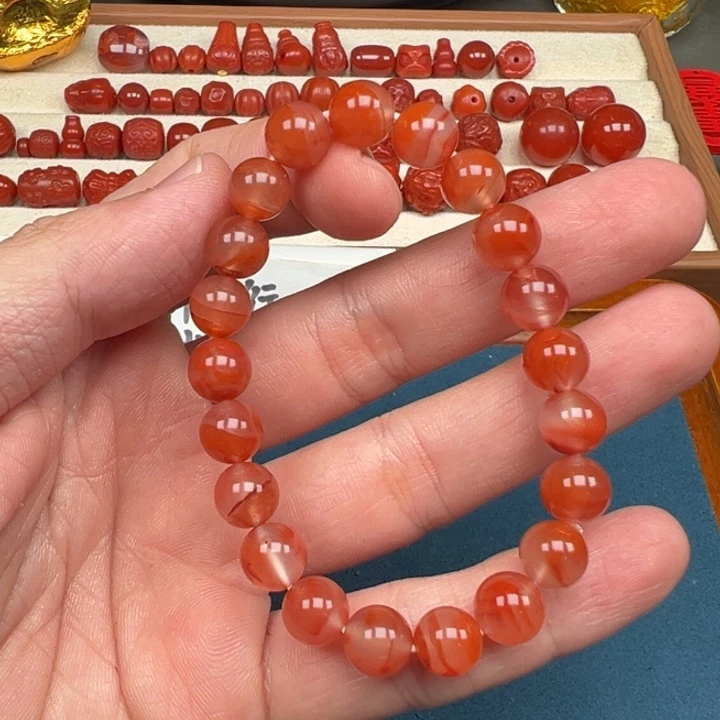 南红玛瑙冰飘手串卡9一条未镶嵌