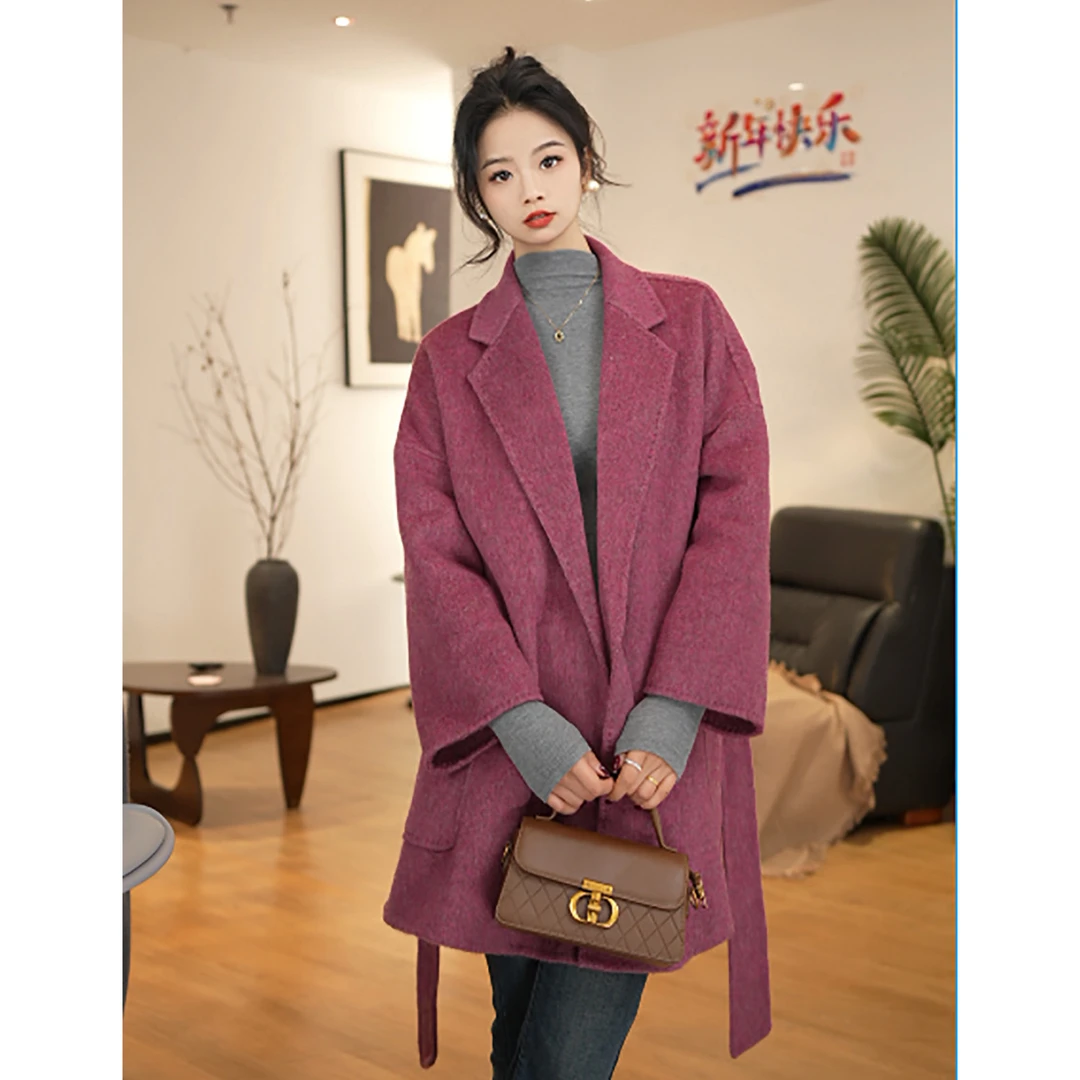 【彤彤定制】短款气质百搭双面羊毛大衣时尚柔软设计师外套T8901