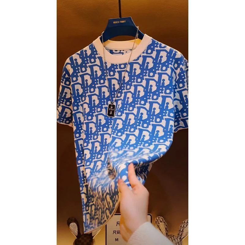 2025轻奢高级感撞色设计新款时尚百搭休闲情侣款短袖圆领T恤