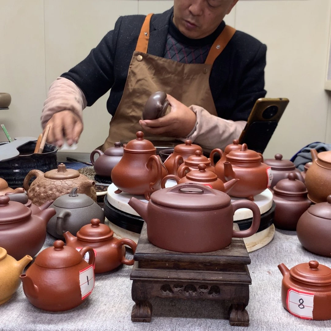 茶壶紫泥平底汉瓦180 C半手工制作