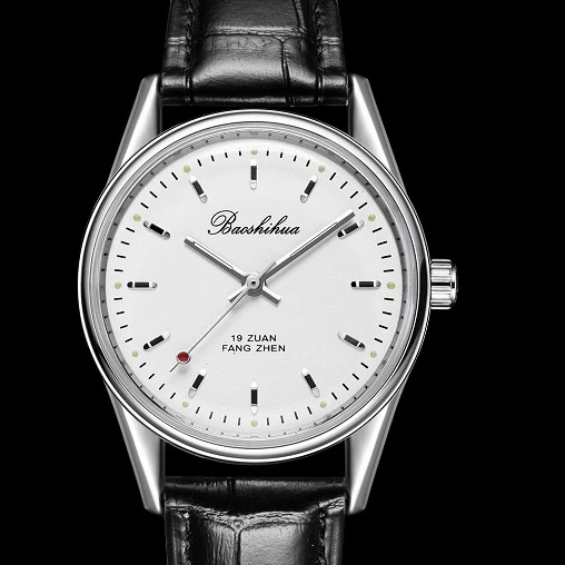 老品牌上海手表手动上弦机械表指针式复古银色夜光男士腕表