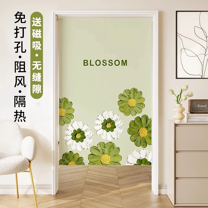 厨房免打孔门帘高颜值隔断帘家用遮挡帘半帘卧室卫生间厨房帘