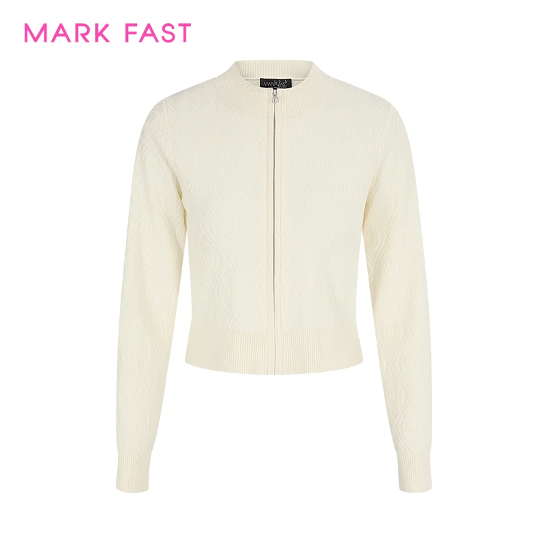 MARKFAST设计师品牌2025春季女款立领针织开衫M1FAW08000