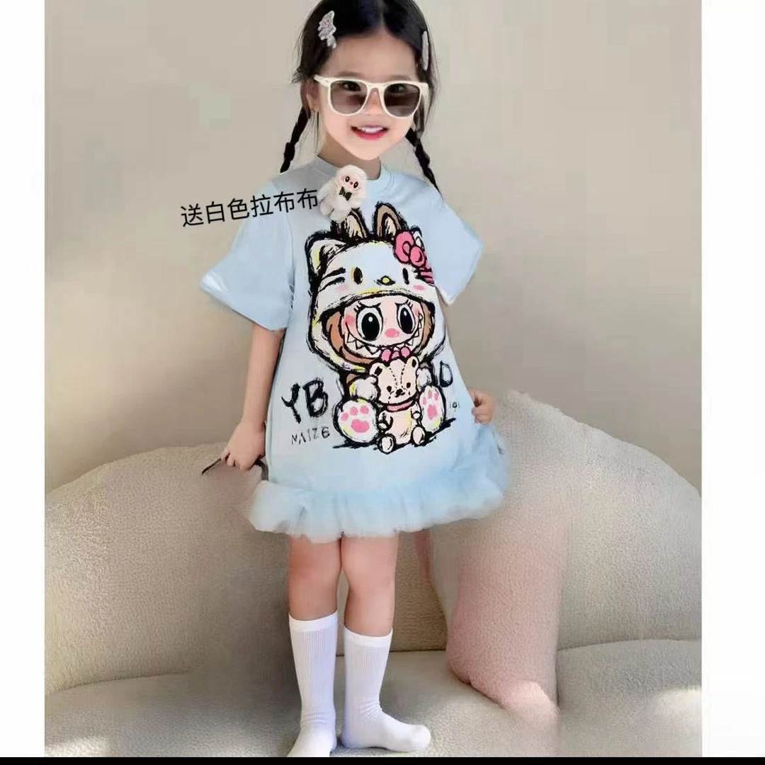 女童拉布T恤公主2025新款儿童夏季裙子连衣裙女孩卡通洋气