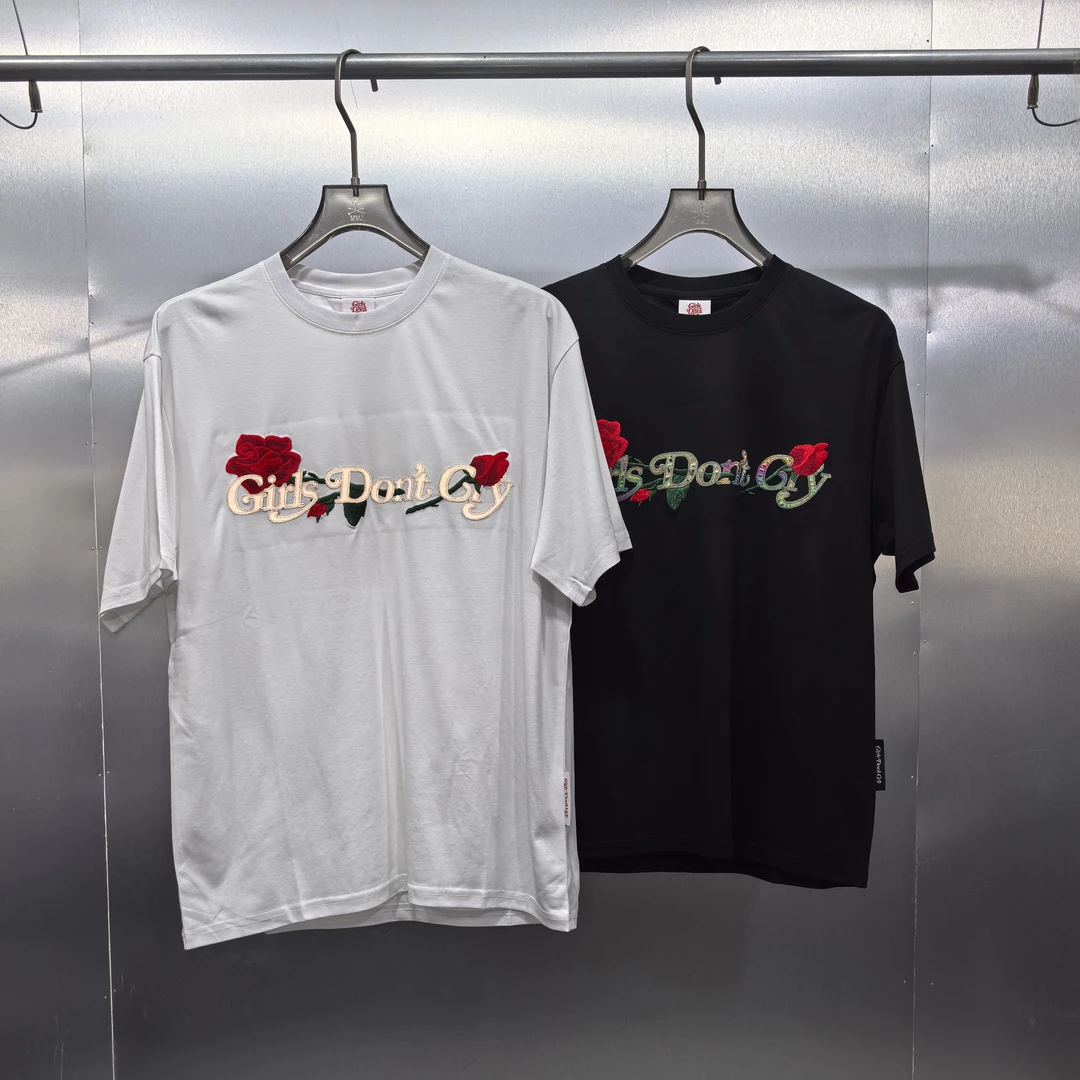 W01-62619-GIR夏款正面反光立体刺绣印花设计百搭休闲T恤