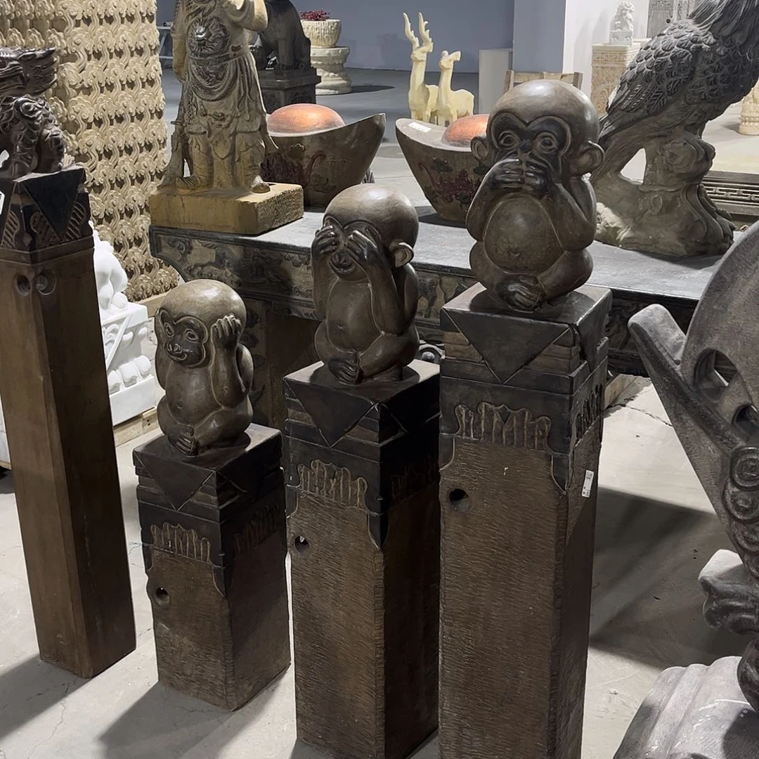 樊***院石材樊家大院三部石猴包邮