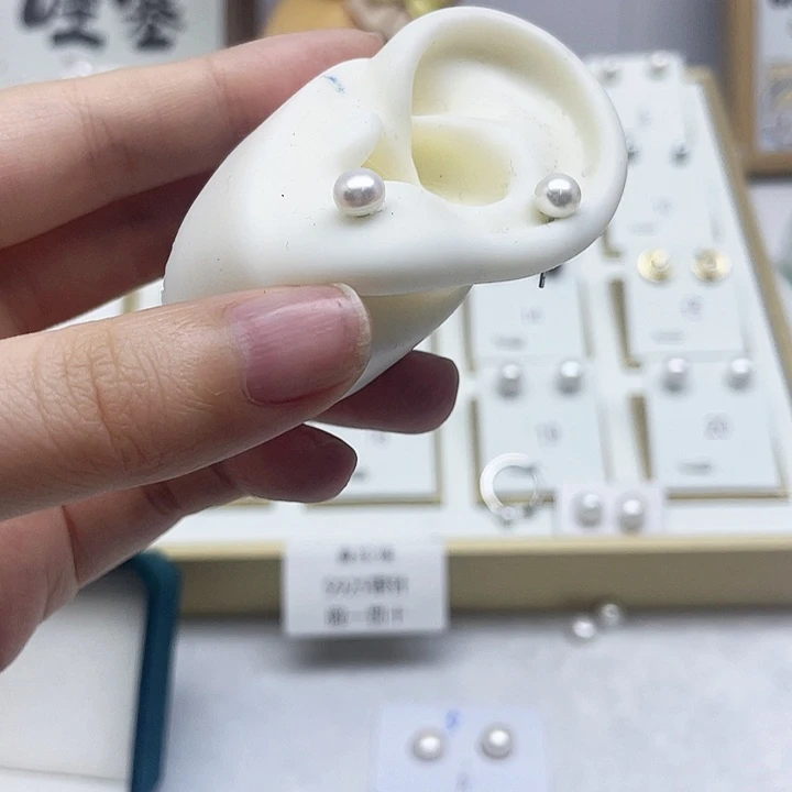 淡水珍珠耳饰银S925镶嵌简*单