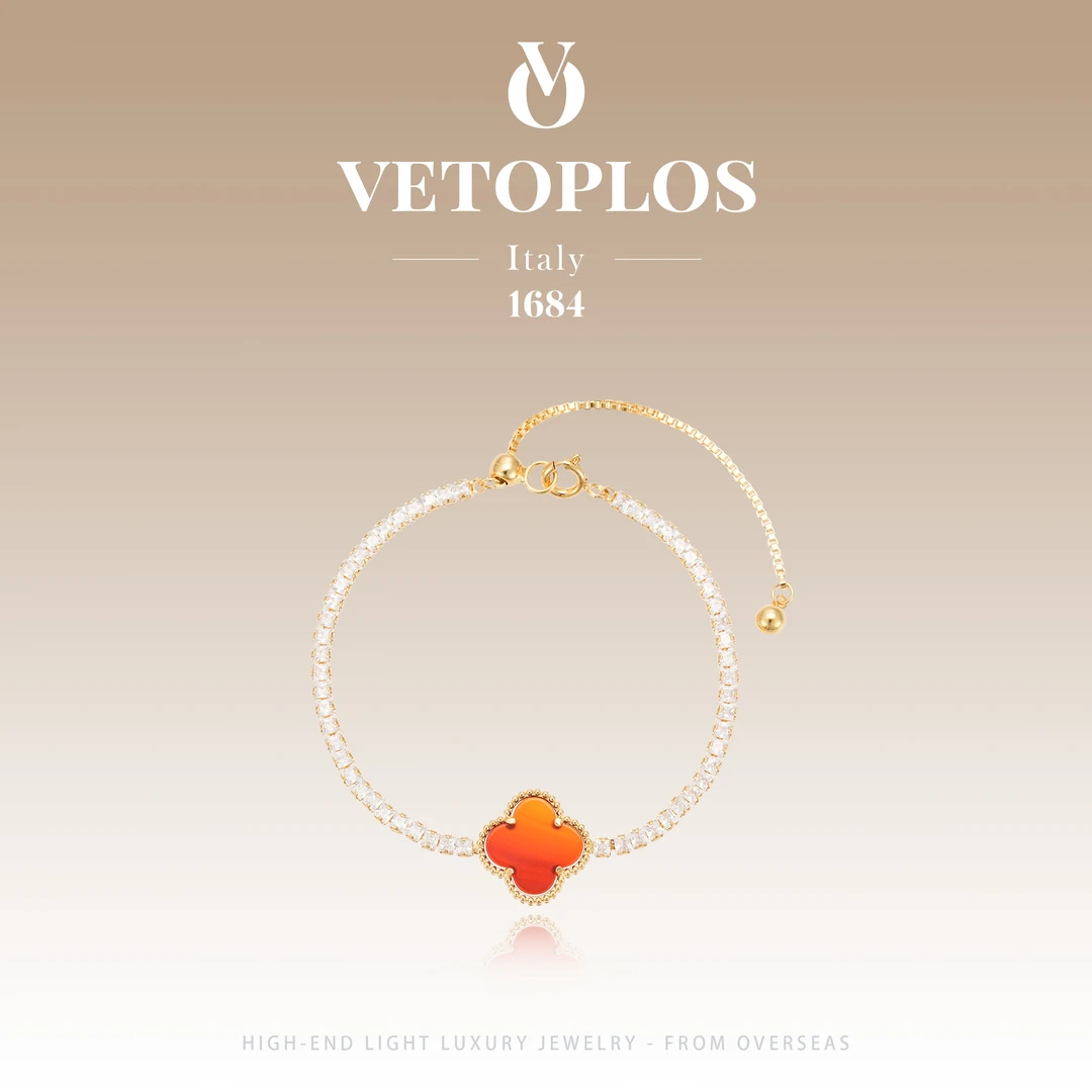 【四叶芳菲】vetoplos高级优雅新年款红色四叶手链F3028