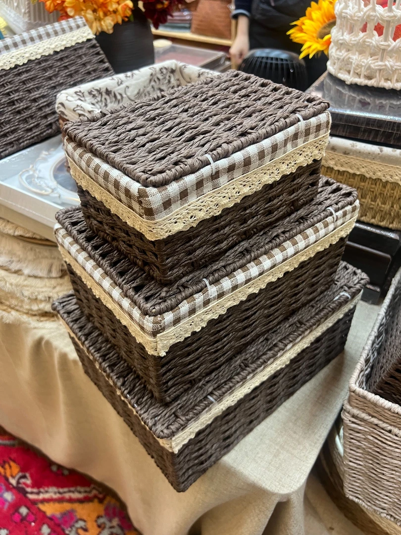 【OYUM 收纳篮】ins风化妆品杂物藤编篮客厅手工编织收纳盒