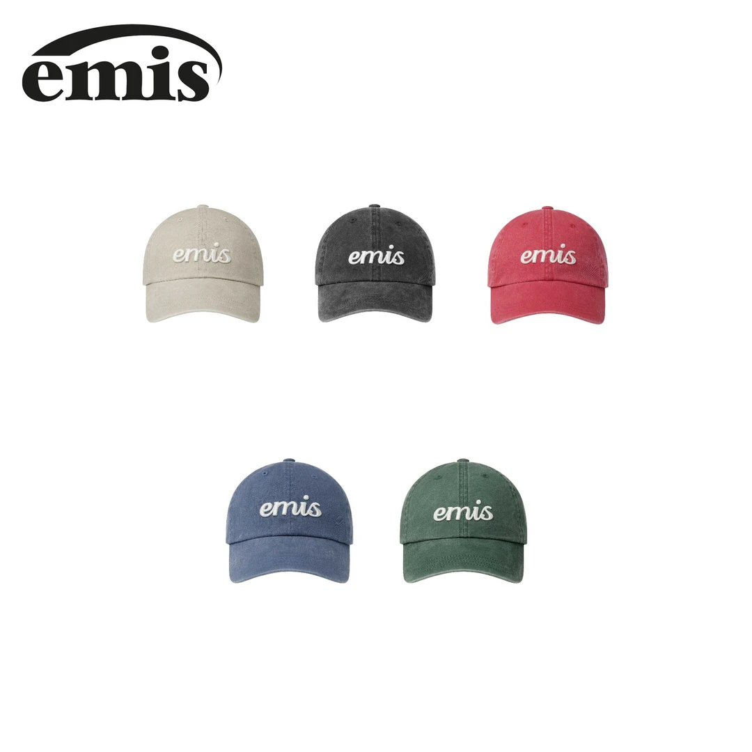 emis帽子染料手写体棒球帽鸭舌帽休闲软顶时尚百搭【璇璇】
