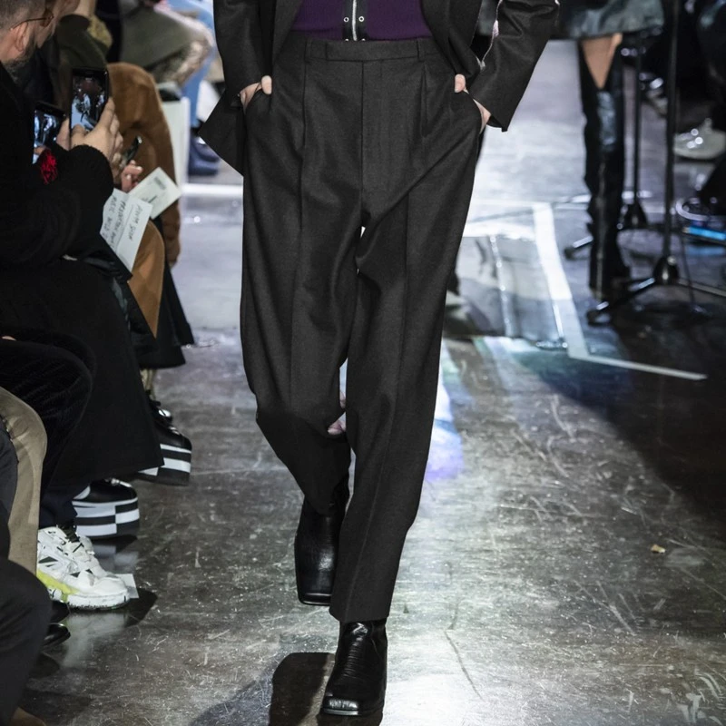 男士毛呢裤加厚2025秋冬季休闲意式那不勒斯褶皱羊毛呢子长裤西裤