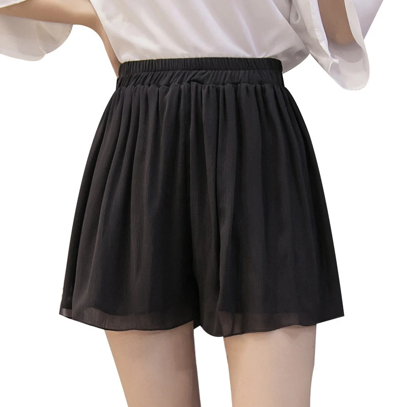 大码阔腿裤夏季新款半身宽松雪纺印花短裤女打底裤裙工厂直销跨境