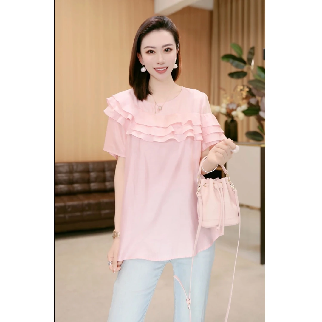 林果&季得  【优雅主义】时尚减龄气质百搭女士短袖款T恤