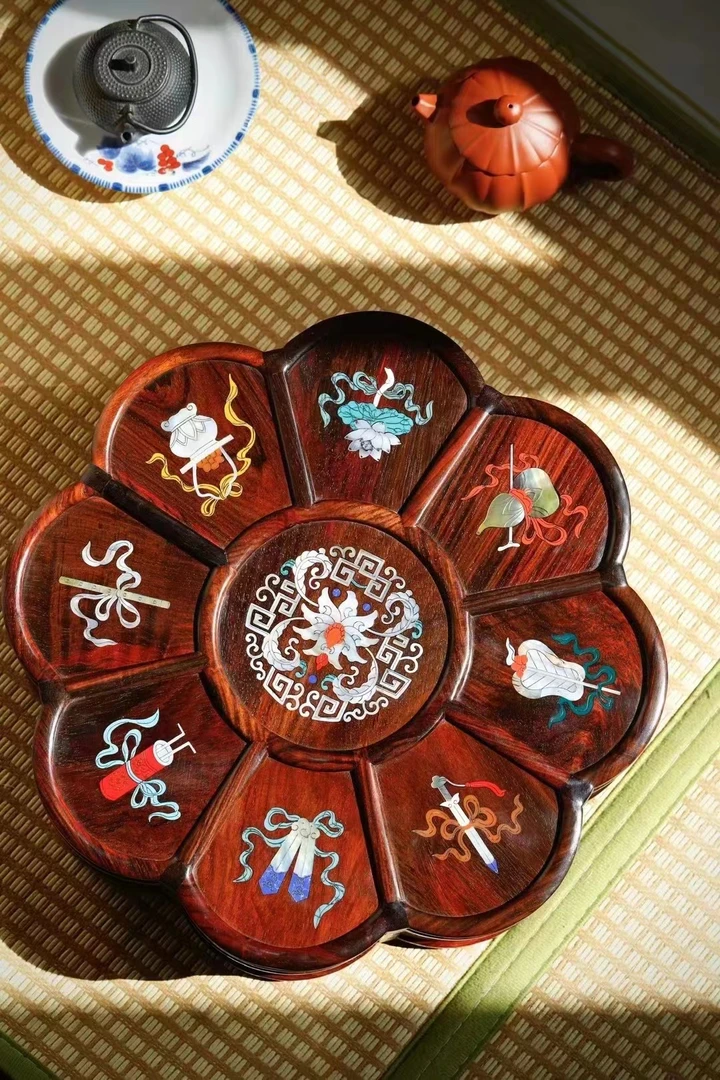 大交趾黄檀螺钿八宝果盒零食糖果收纳盒