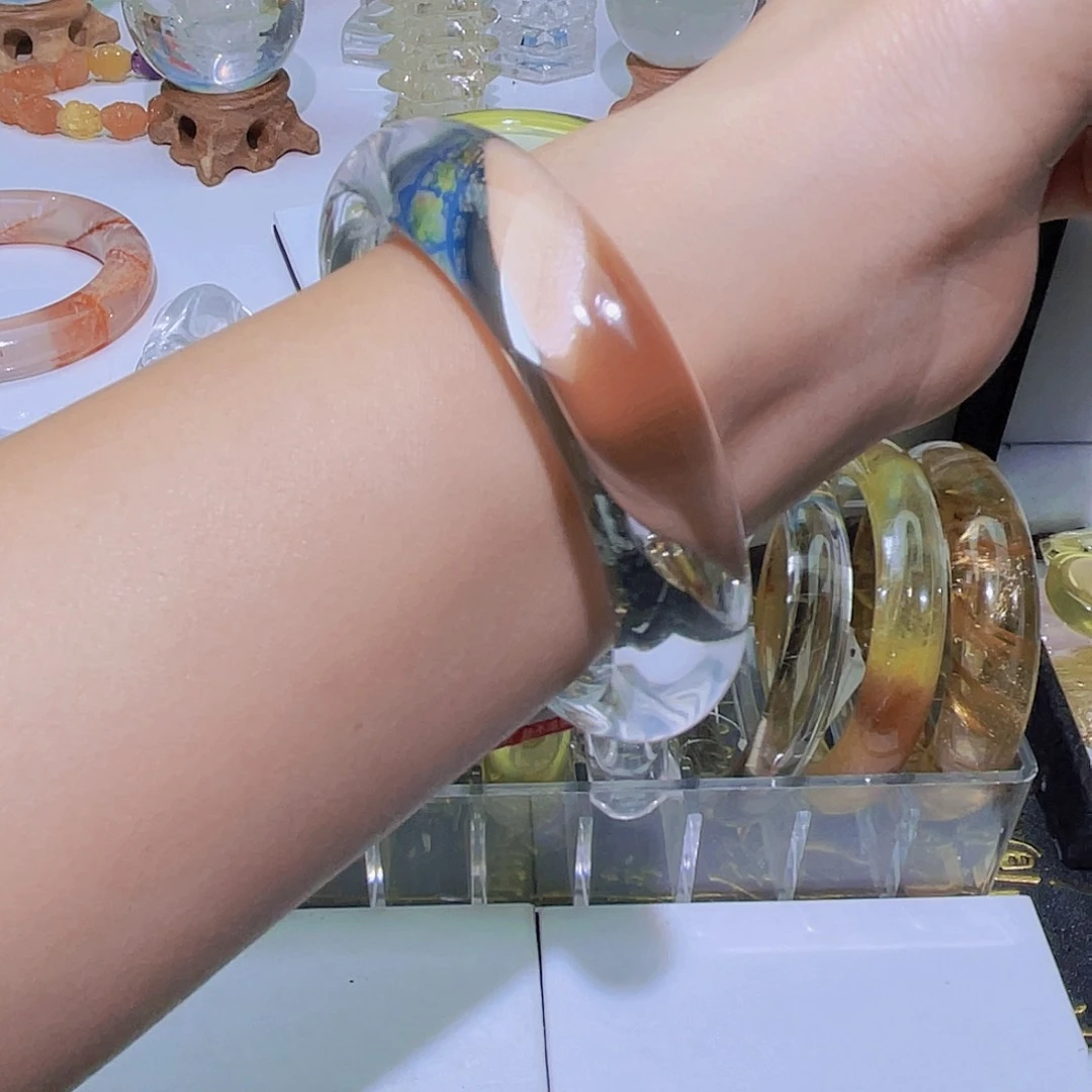 水晶手镯未镶嵌天然白水晶冰透福利款56内径