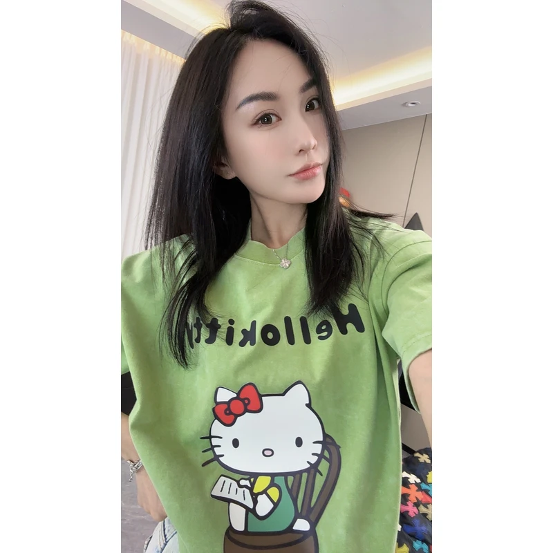 【劉發發】W516【椅子与猫咪】新款韩版百搭时尚休闲宽松重磅短袖T恤