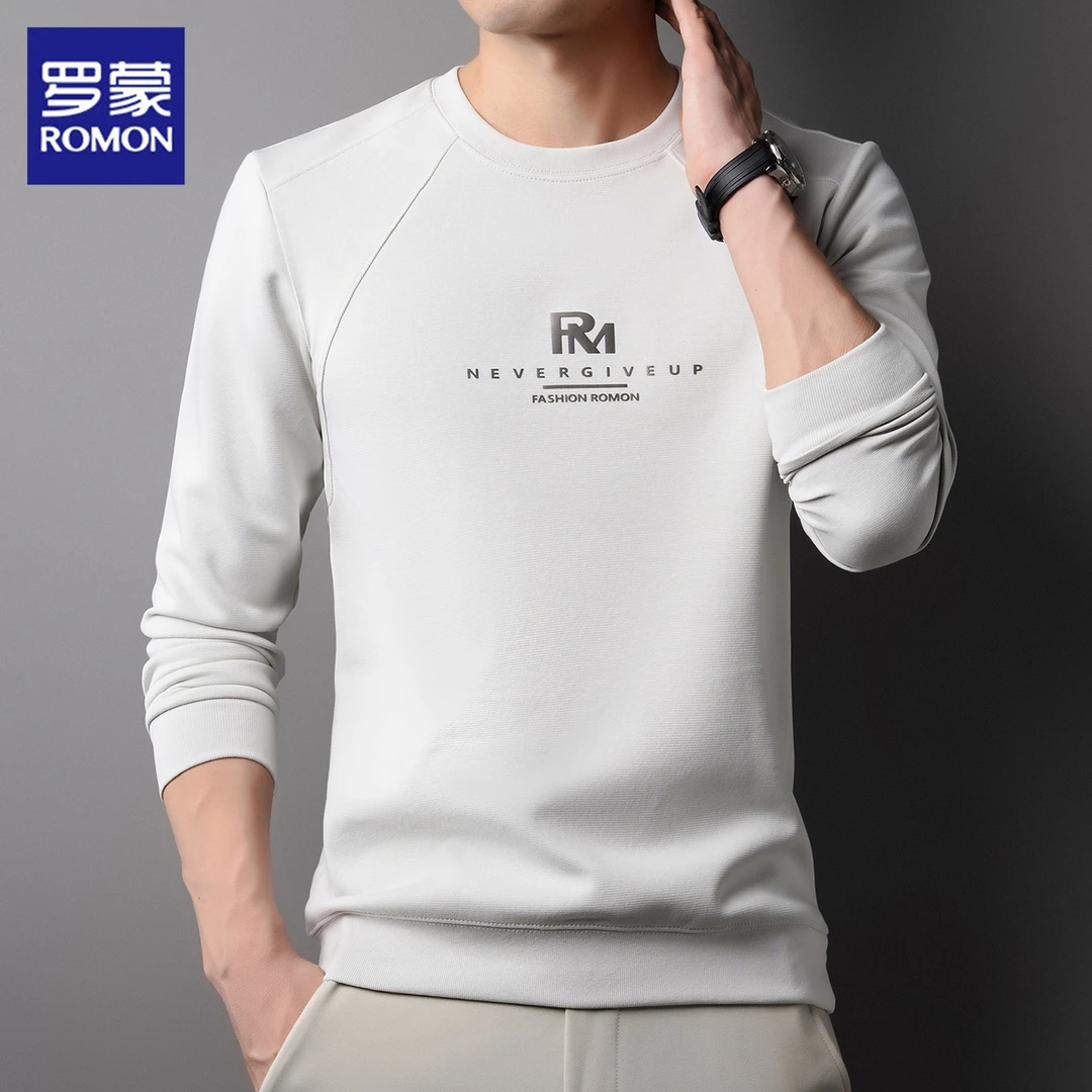 罗蒙男士圆领卫衣2025秋季新款套头痞帅休闲慵懒风打底上衣服男装