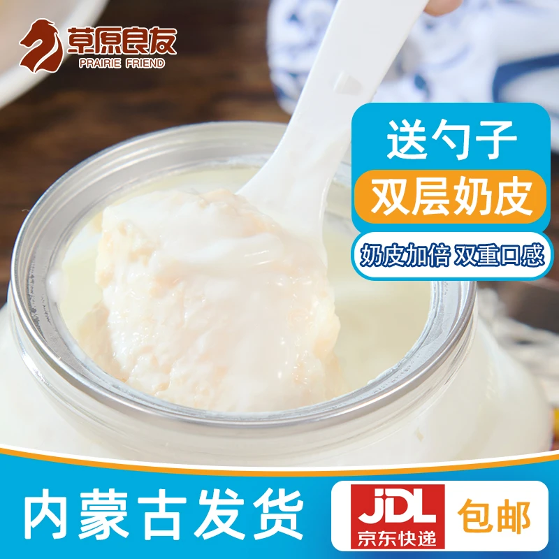 【达人】草原良友内蒙古奶皮子酸奶低温草原酸奶410克/罐