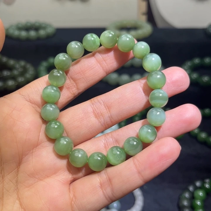 和田玉未镶嵌手链卡10猫眼