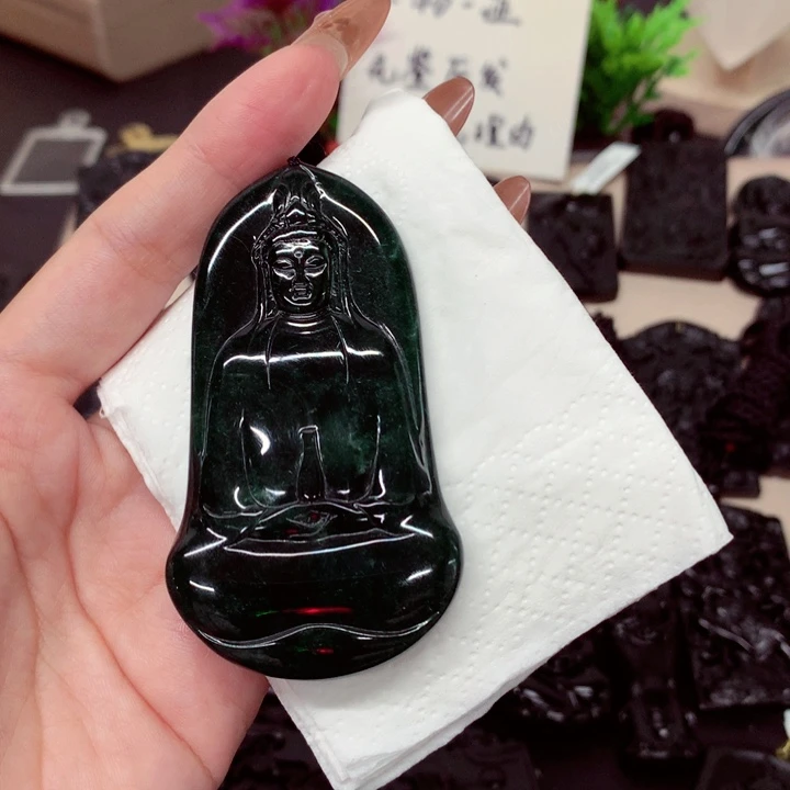 未镶嵌挂件翡翠天然a货钢琴黑挂件