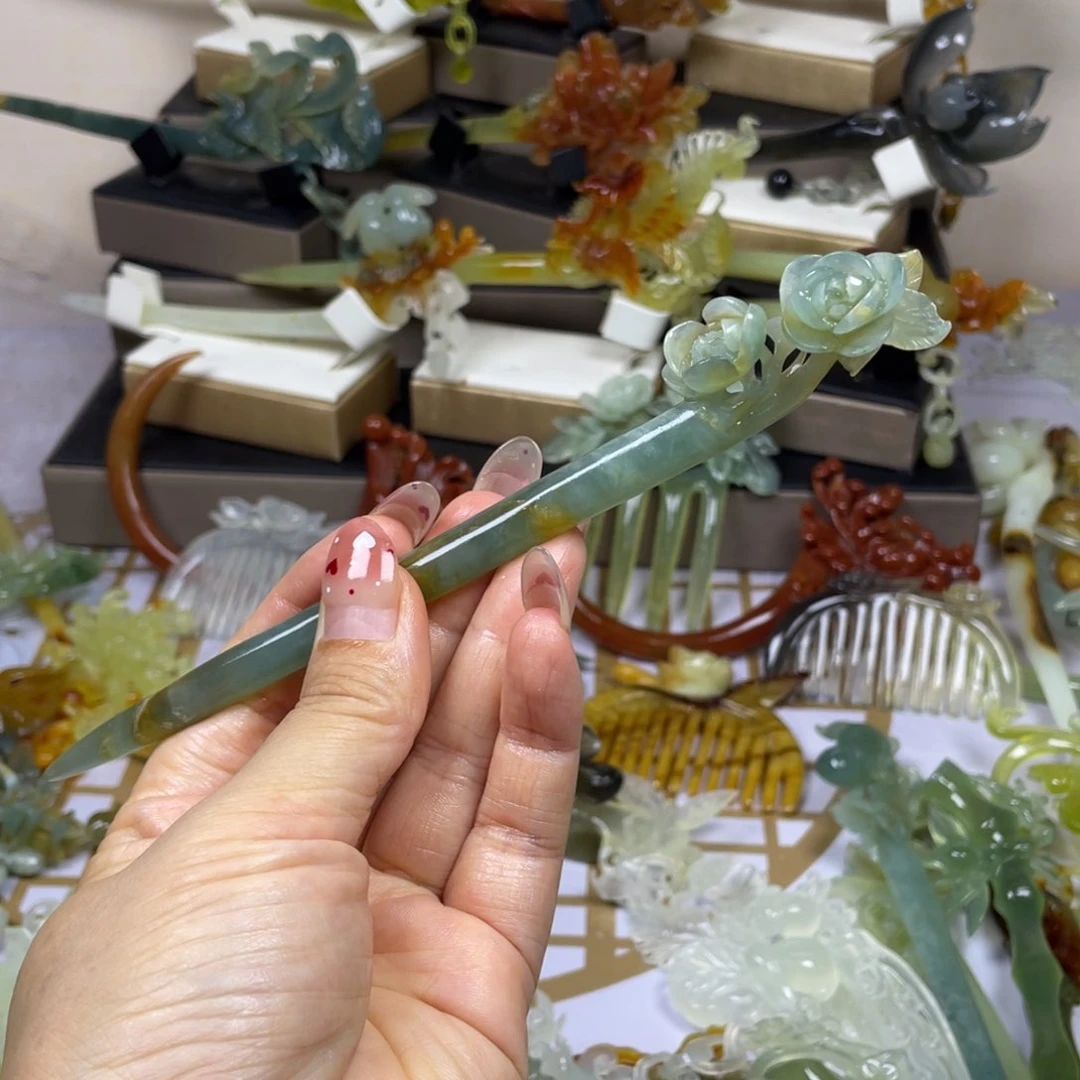 未镶嵌蛇纹石玉发饰