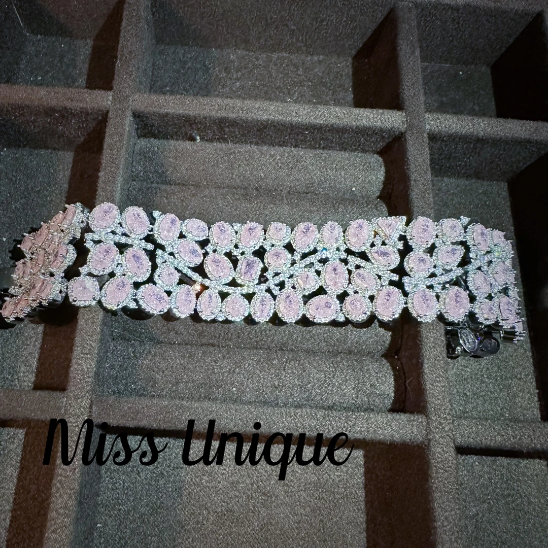 D5166宽版粉色冰裂手链