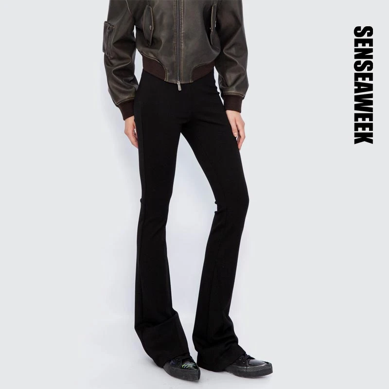 SENSEAWEEK设计师品牌修身高弹微喇鸭掌裤