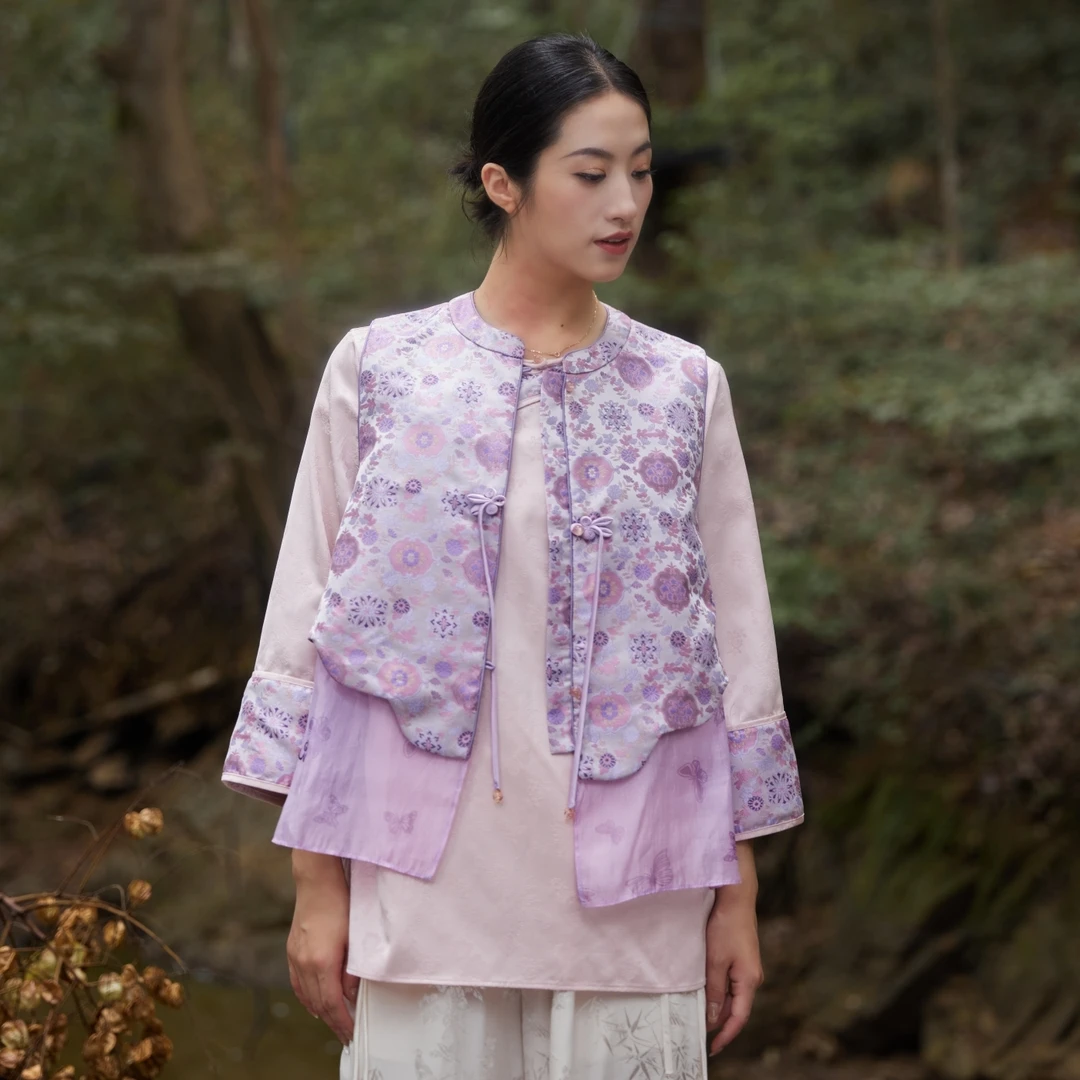 初衣织梦提花系列紫花溪古典舞蹈服上衣【单件马甲】