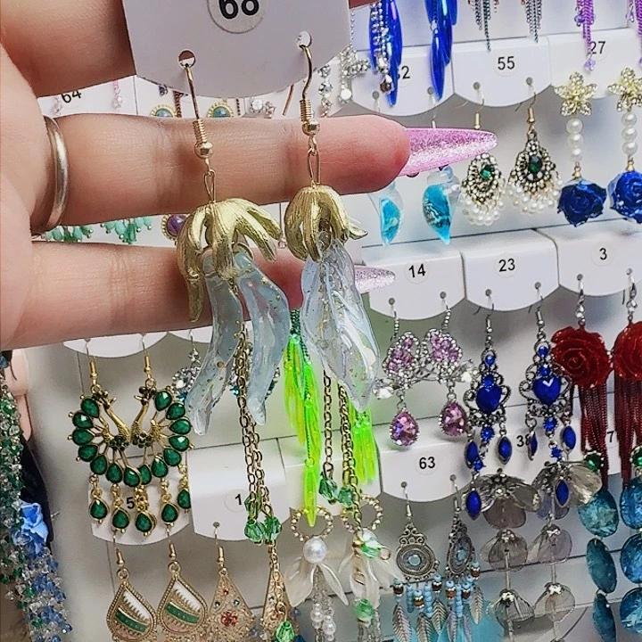 纯铜锆石合金花花耳饰