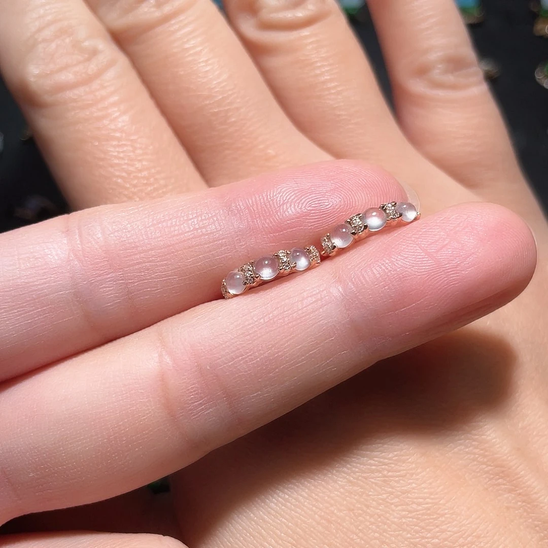 翡翠耳饰18K金镶嵌南非钻