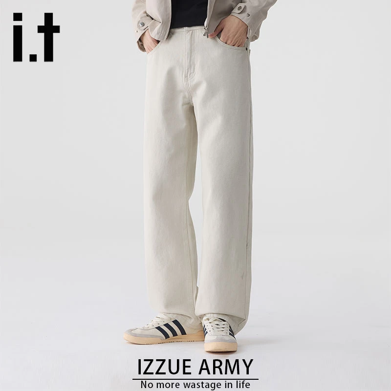 izzue美式复古牛仔裤男士2025新款百搭潮牌高街休闲长裤宽松直筒