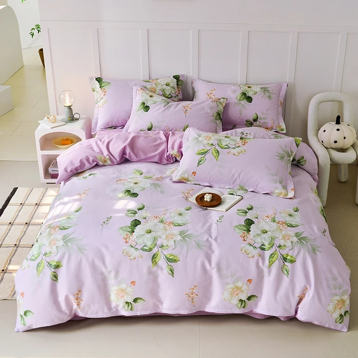 100%全棉纯棉斜纹印花四件套三件套床单被套枕套柔软亲肤透气床品