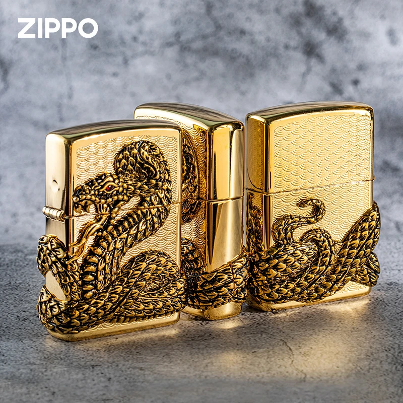 ZIPPO/之宝金蛇缠绕防风打火机正品蛇年好物节礼物送男士TC9901TZ