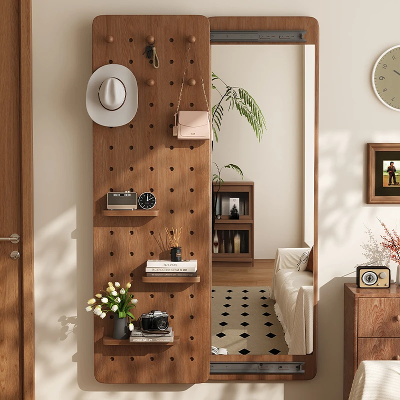 推拉洞洞板洞洞板穿衣镜隐藏式推拉全身镜子家用壁挂墙玄关试衣镜