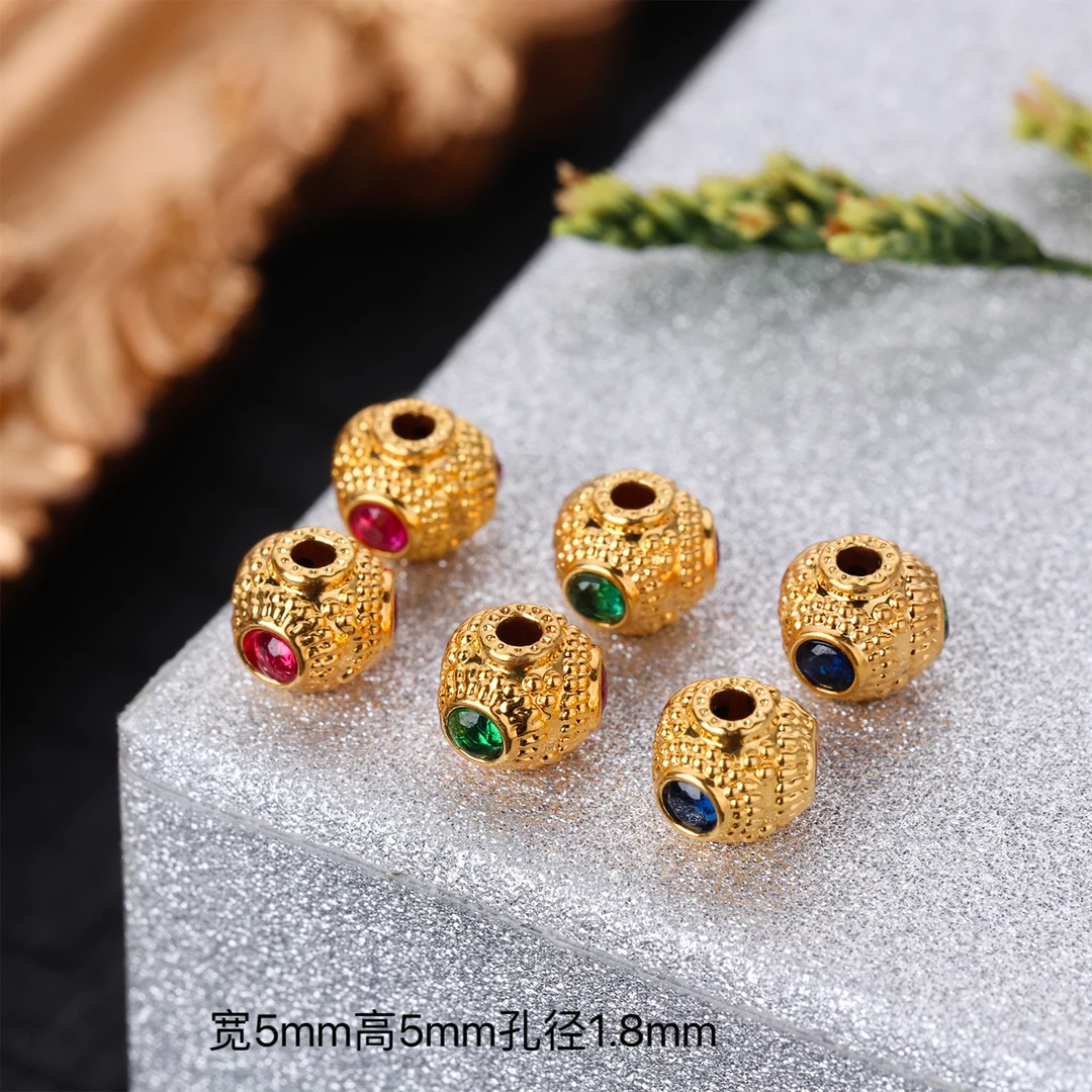顺-丰包邮【来福工厂】18k金红蓝绿蜻蜓眼隔珠DIY珠串万向轴弟子珠