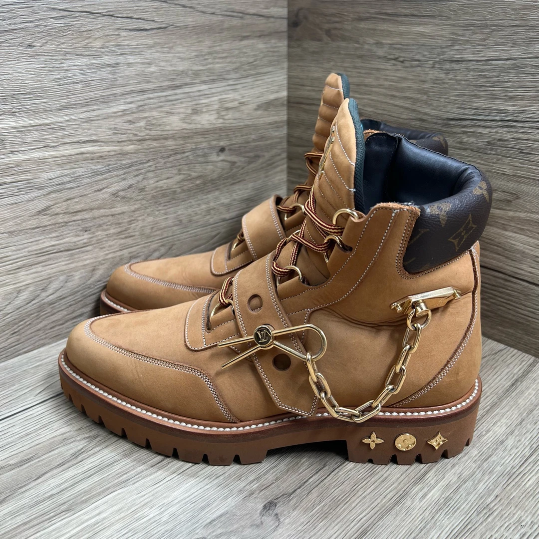 99新 LouisVuitton/路易威登 Creeper 棕色锁链大黄靴 40.5码