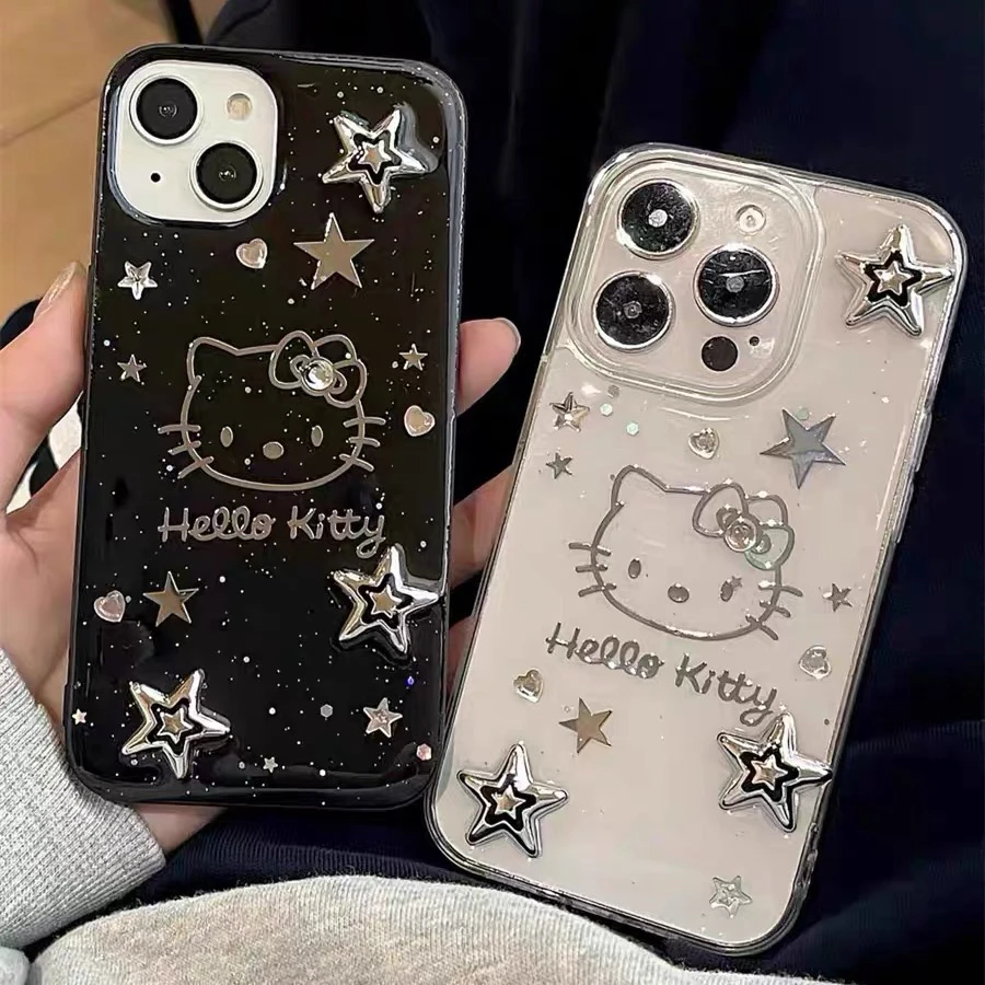 甜酷星星kt猫适用苹果16手机壳华为荣耀软壳小米滴胶壳vivo女oppo