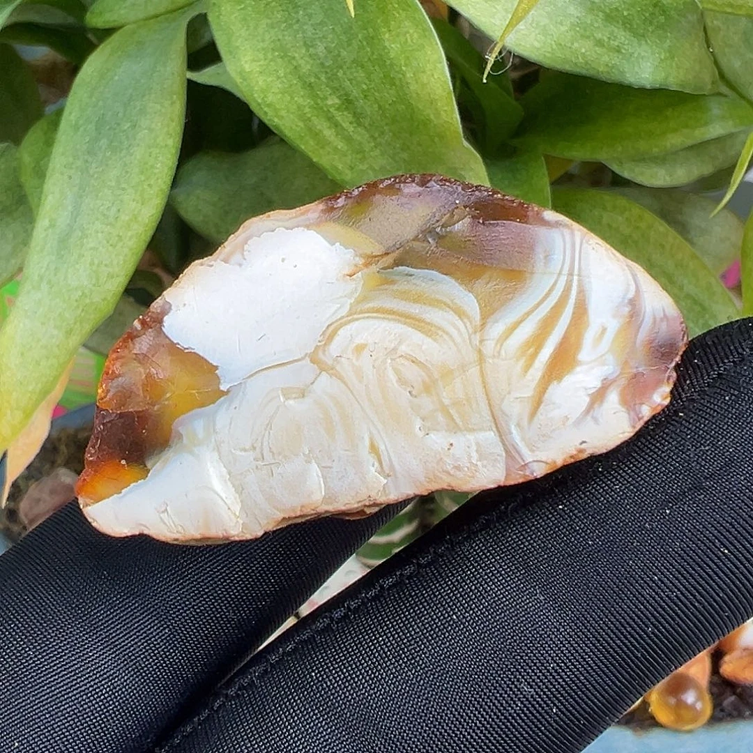 未镶嵌定制琥珀橘底瓷白荧光拉丝珠子料配饰