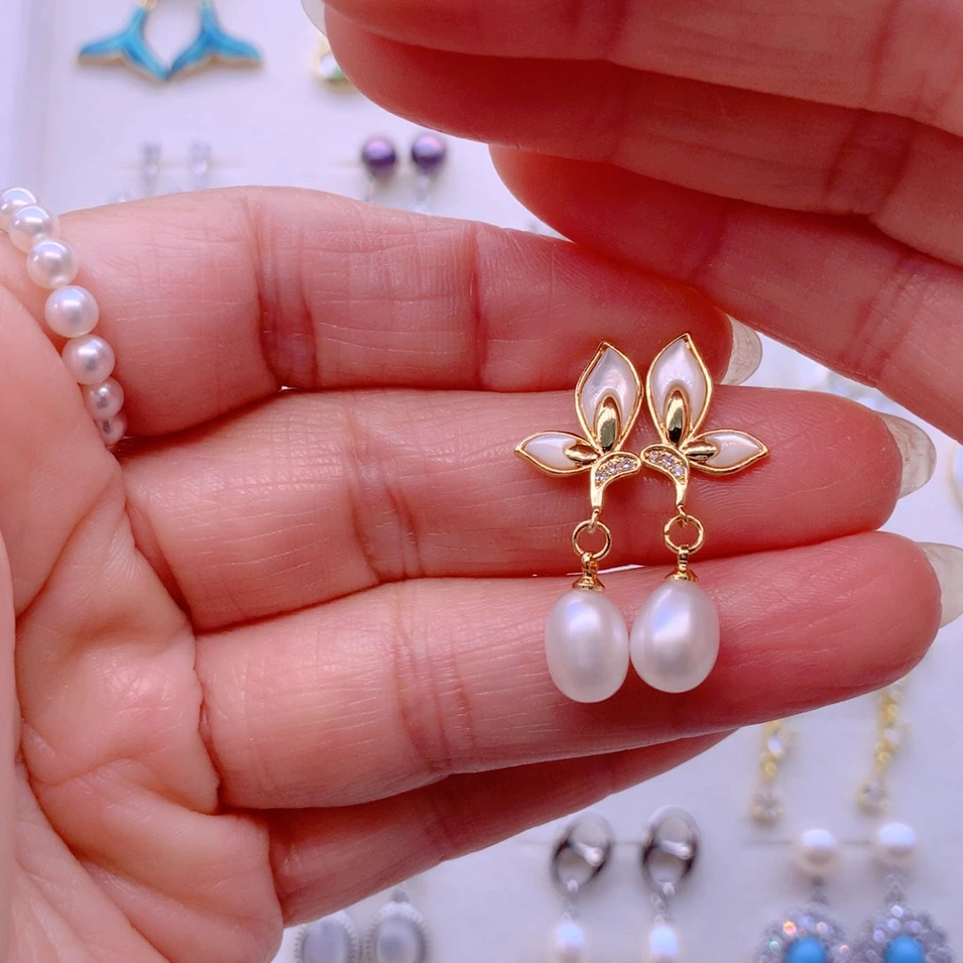 耳饰合金淡水珍珠