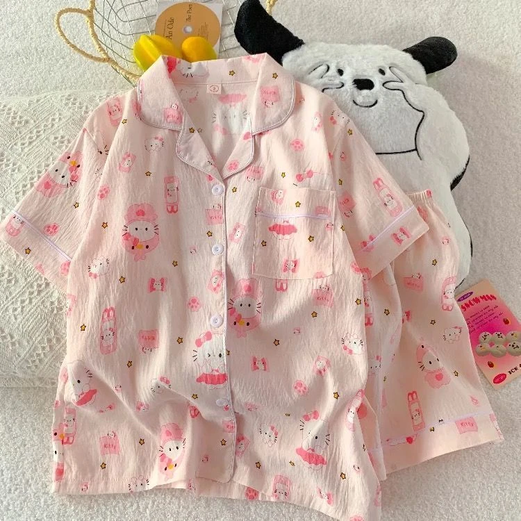 云朵棉卡通新款夏季睡衣女款爆款春秋天薄款短袖短裤可外穿家居服